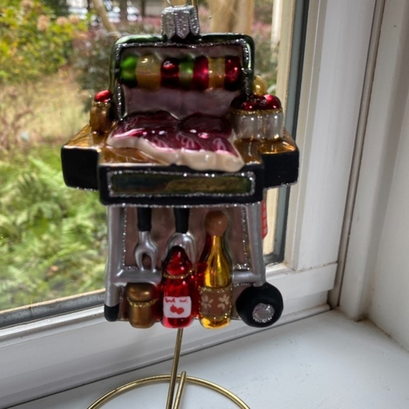 Anthropologie Glass Blown Grill Christmas Tree Ornament - Picture 2 of 4